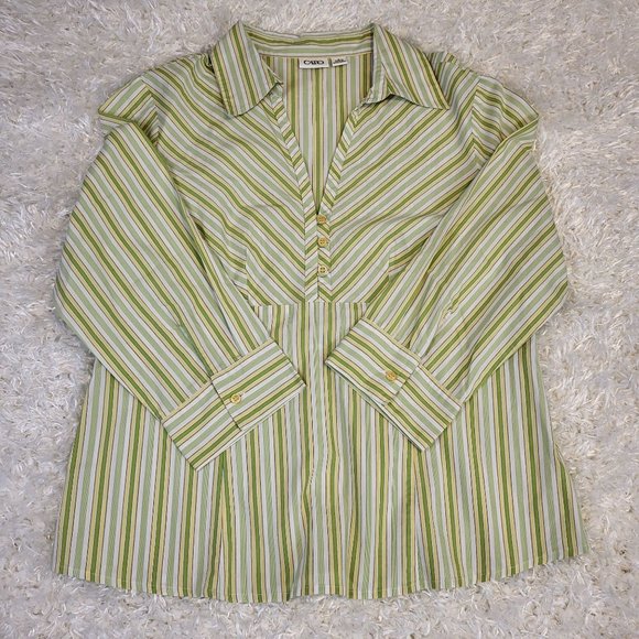 CATO Tops - CATO Women's Button Blouse, Green & Yellow, Large